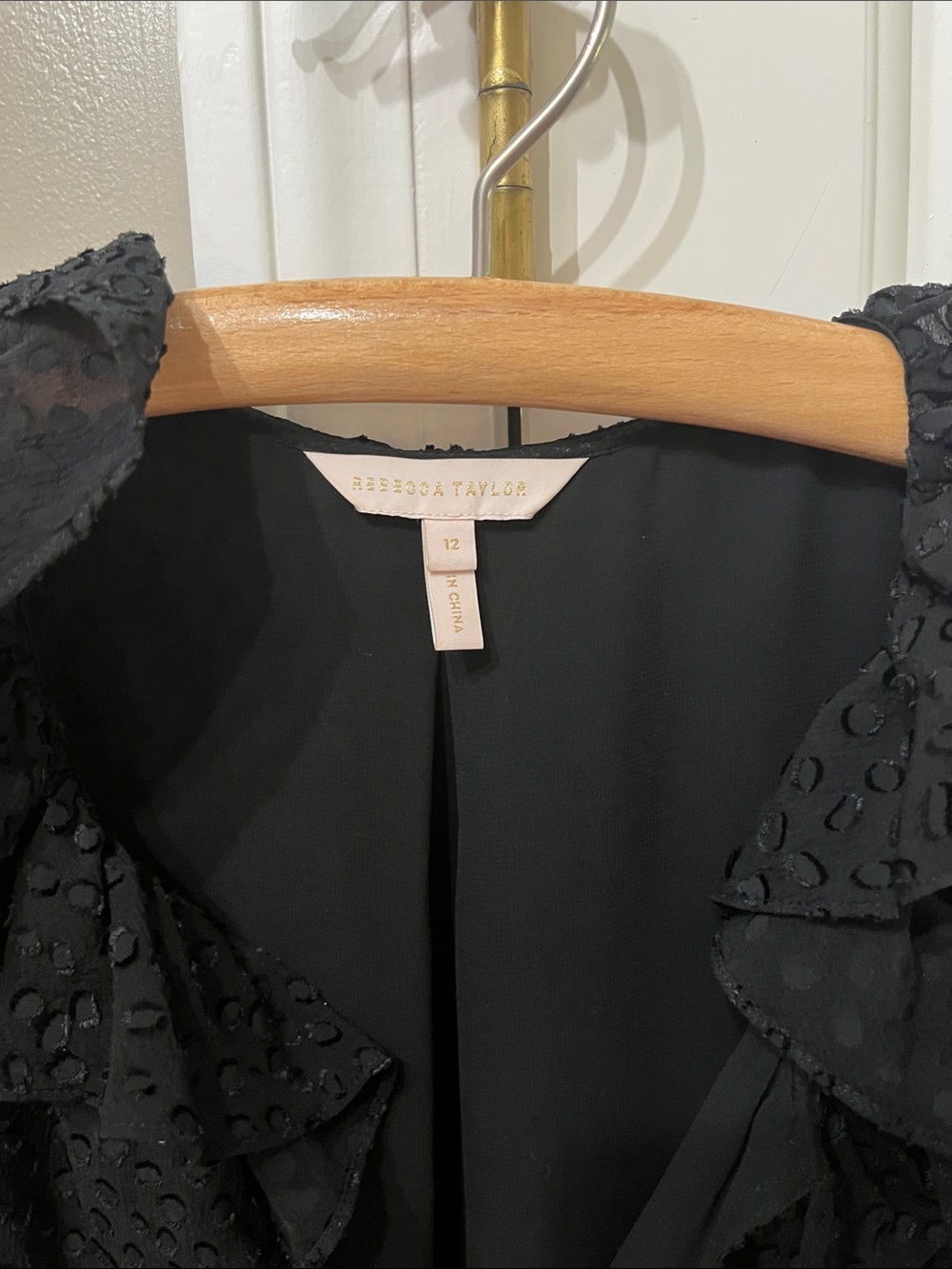 Rebecca Taylor Black Ruffle Detail Blouse